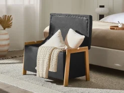 Set da salotto 3 posti EDLAND Tessuto Nero con Panca
