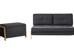 Set da salotto 3 posti EDLAND Tessuto Nero con Panca