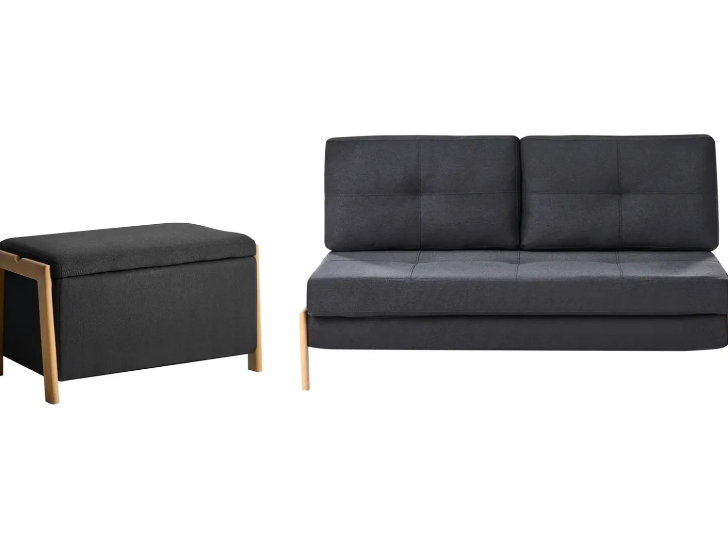 Set da salotto 3 posti EDLAND Tessuto Nero con Panca