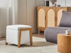 Set da salotto 3 posti EDLAND Bouclé Bianco con Pouf