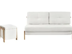 Set da salotto 3 posti EDLAND Bouclé Bianco con Pouf