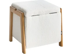 Set da salotto 3 posti EDLAND Bouclé Bianco con Pouf