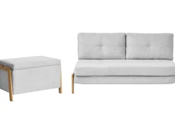 Set da salotto 3 posti EDLAND Tessuto Grigio chiaro con Panca
