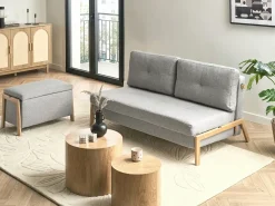 Set da salotto 3 posti EDLAND Tessuto Grigio chiaro con Panca