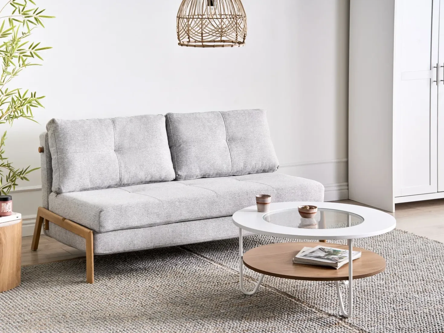 Set da salotto 3 posti EDLAND Tessuto Grigio chiaro con Panca