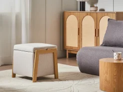 Set da salotto 3 posti EDLAND Tessuto Beige chiaro con Pouf