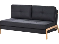 Set da salotto 3 posti EDLAND Tessuto Nero con Pouf