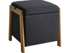 Set da salotto 3 posti EDLAND Tessuto Nero con Pouf