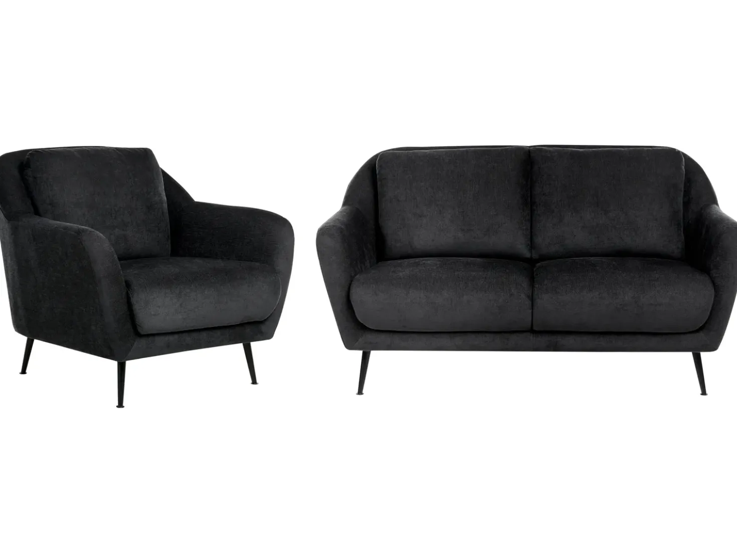 Set da salotto 3 posti EIBY Ciniglia Nero