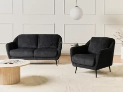 Set da salotto 3 posti EIBY Ciniglia Nero