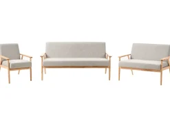 Set da salotto 6 posti ESRUM Tessuto Marrone chiaro/Grigio