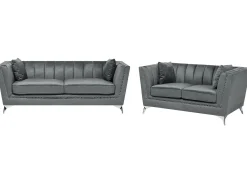 Set da salotto 5 posti GAULA Velluto Grigio