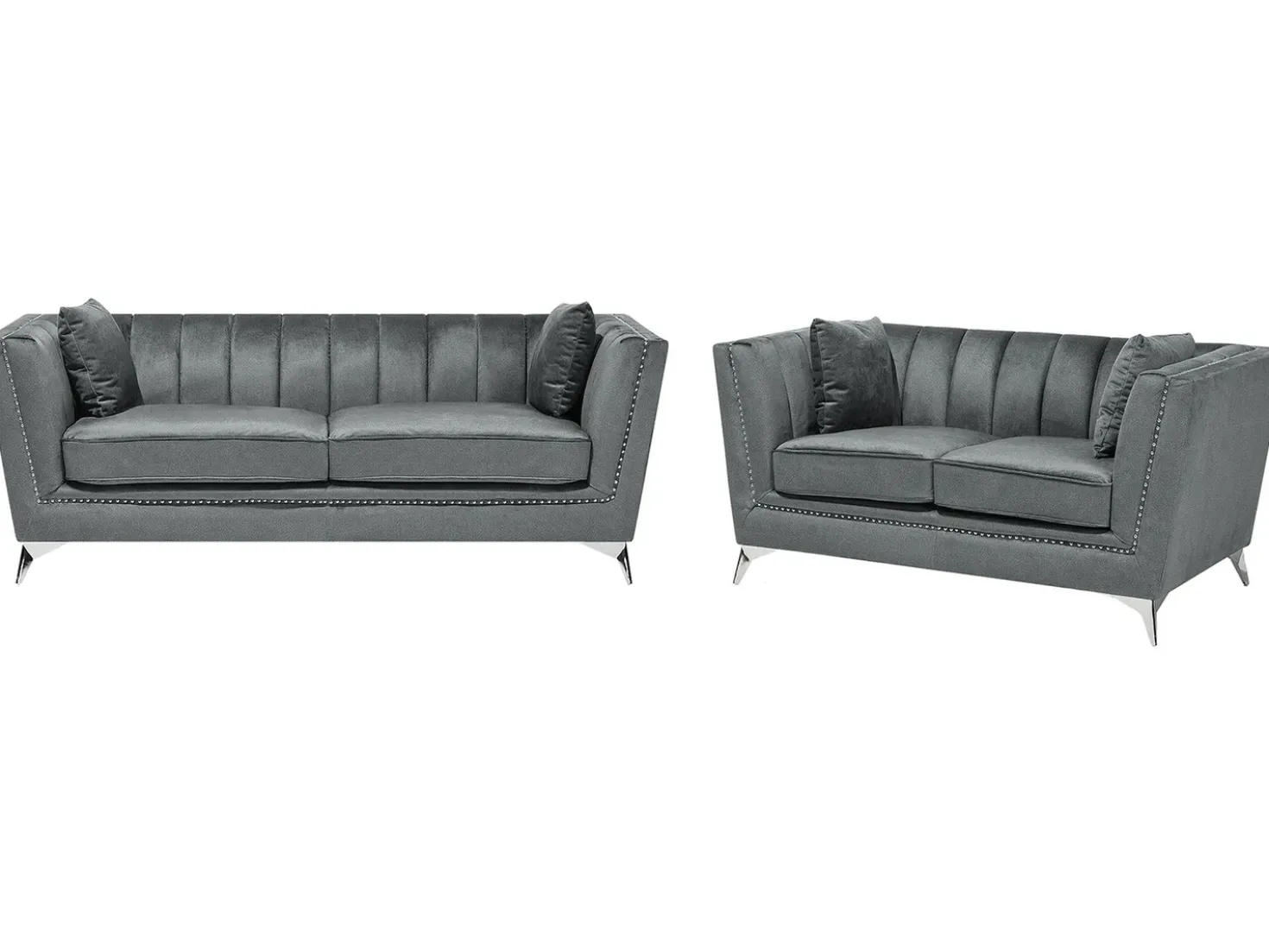 Set da salotto 5 posti GAULA Velluto Grigio