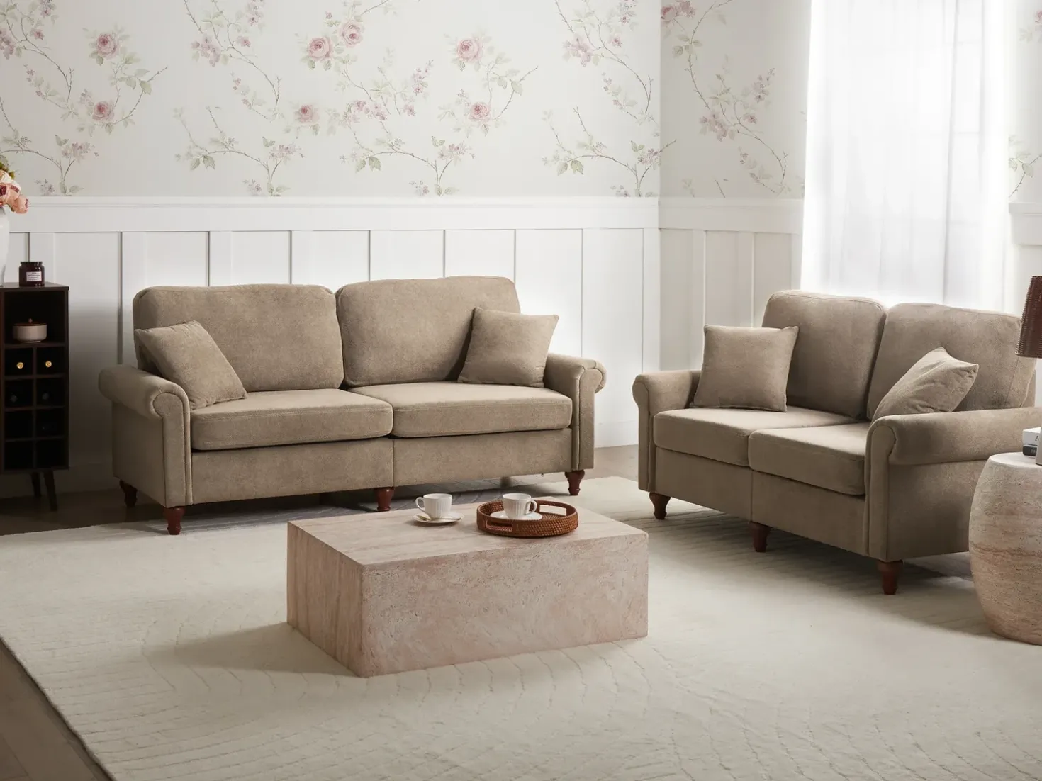 Set da salotto 5 posti GINNERUP Tessuto Marrone