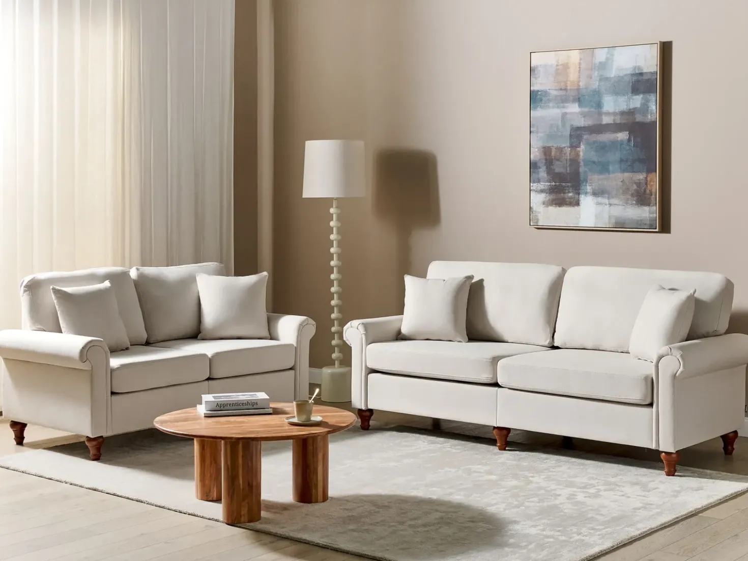 Set da salotto 5 posti GINNERUP Tessuto Beige chiaro