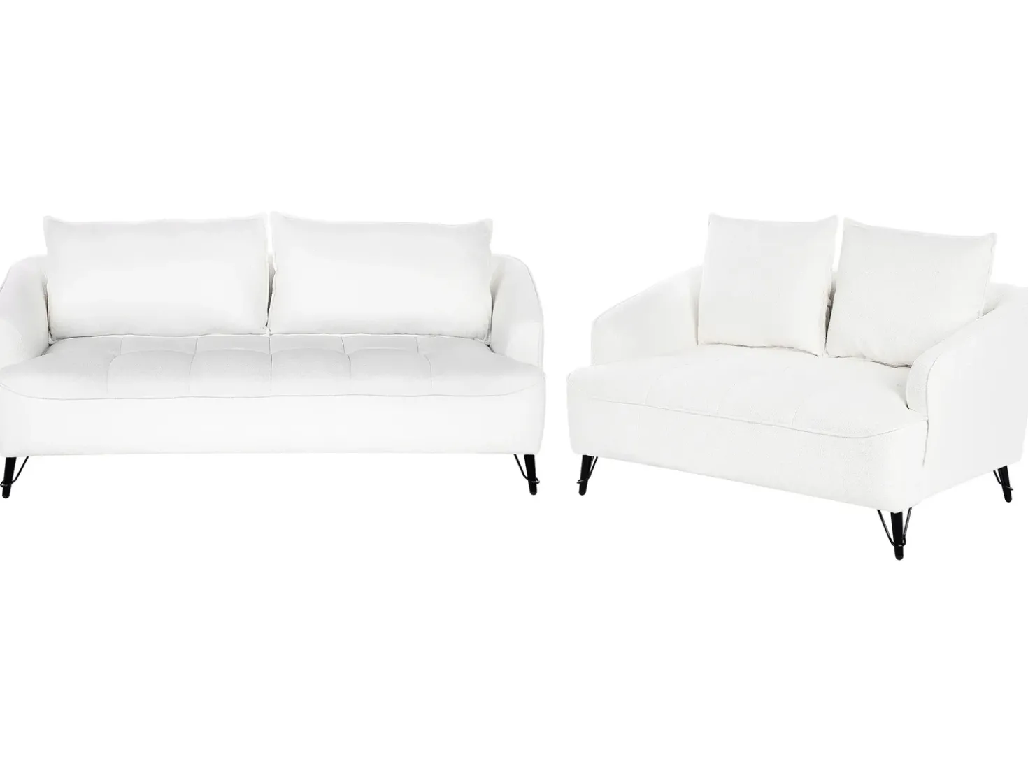 Set da salotto 5 posti HOBRO Bouclé Bianco