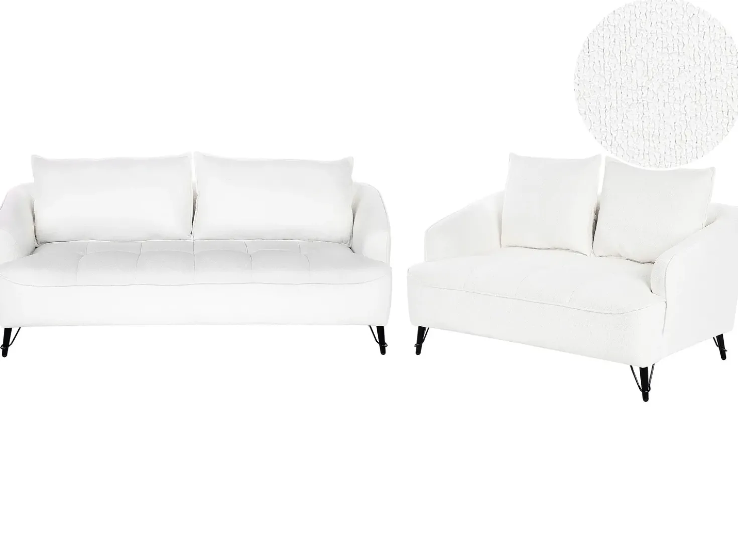 Set da salotto 5 posti HOBRO Bouclé Bianco