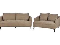 Set da salotto 5 posti HOBRO Tessuto Marrone chiaro