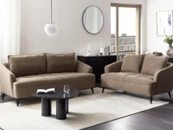 Set da salotto 5 posti HOBRO Tessuto Marrone chiaro