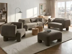 Set da salotto 6 posti HOGBO Tessuto Marrone con ottomana