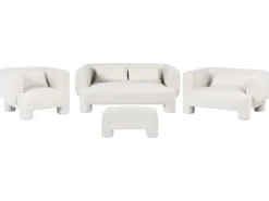 Set da salotto 6 posti HOGBO Tessuto Bianco con ottomana