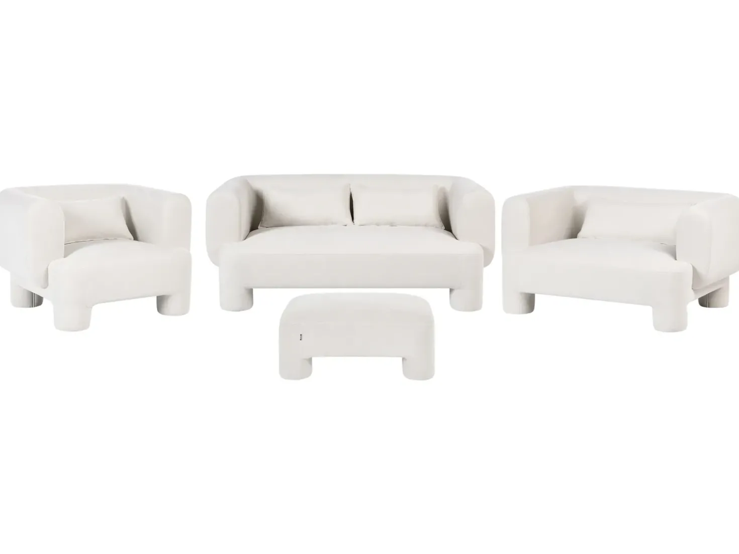 Set da salotto 6 posti HOGBO Tessuto Bianco con ottomana