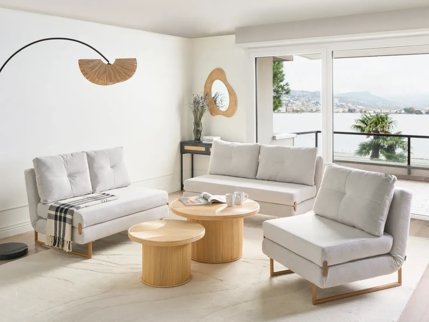 Set da salotto 6 posti JERSLEV Tessuto Bianco sporco