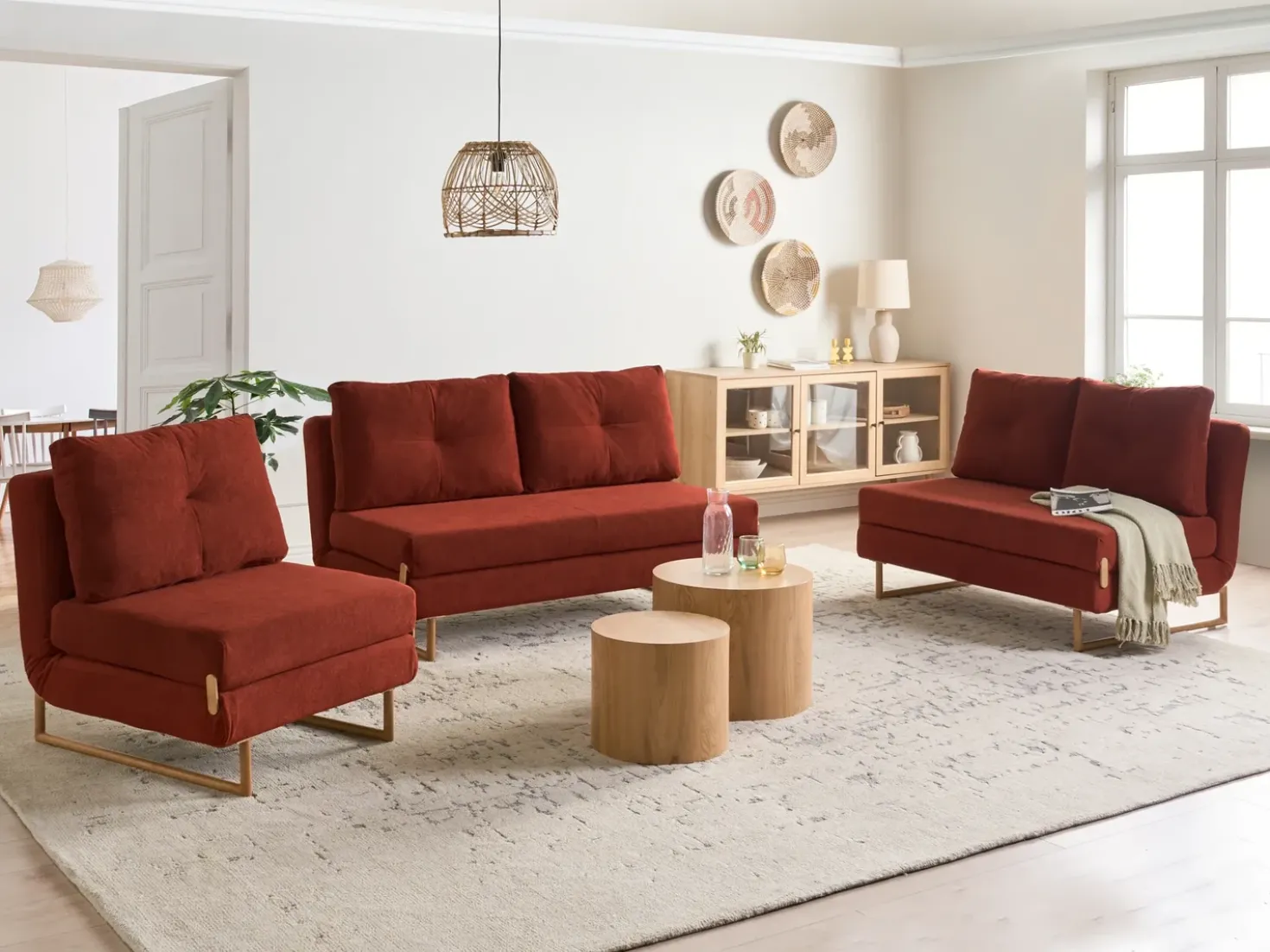 Set da salotto 6 posti JERSLEV Tessuto Rosso