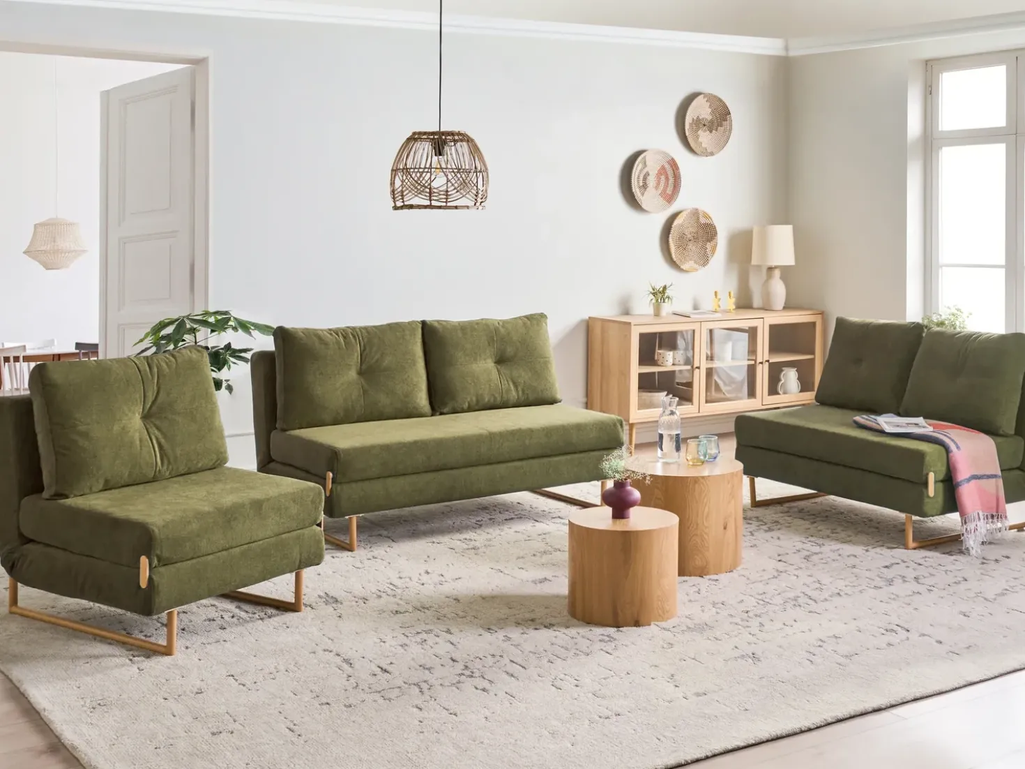 Set da salotto 6 posti JERSLEV Tessuto Verde