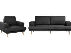 Set da salotto 4 posti KILDAL Tessuto Nero