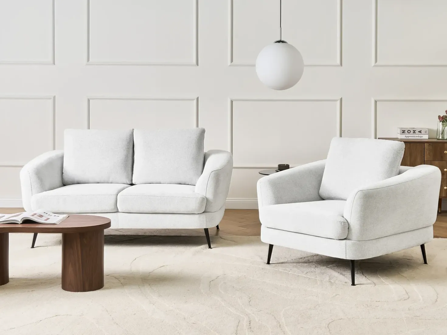 Set da salotto 3 posti KJAER Tessuto Bianco sporco