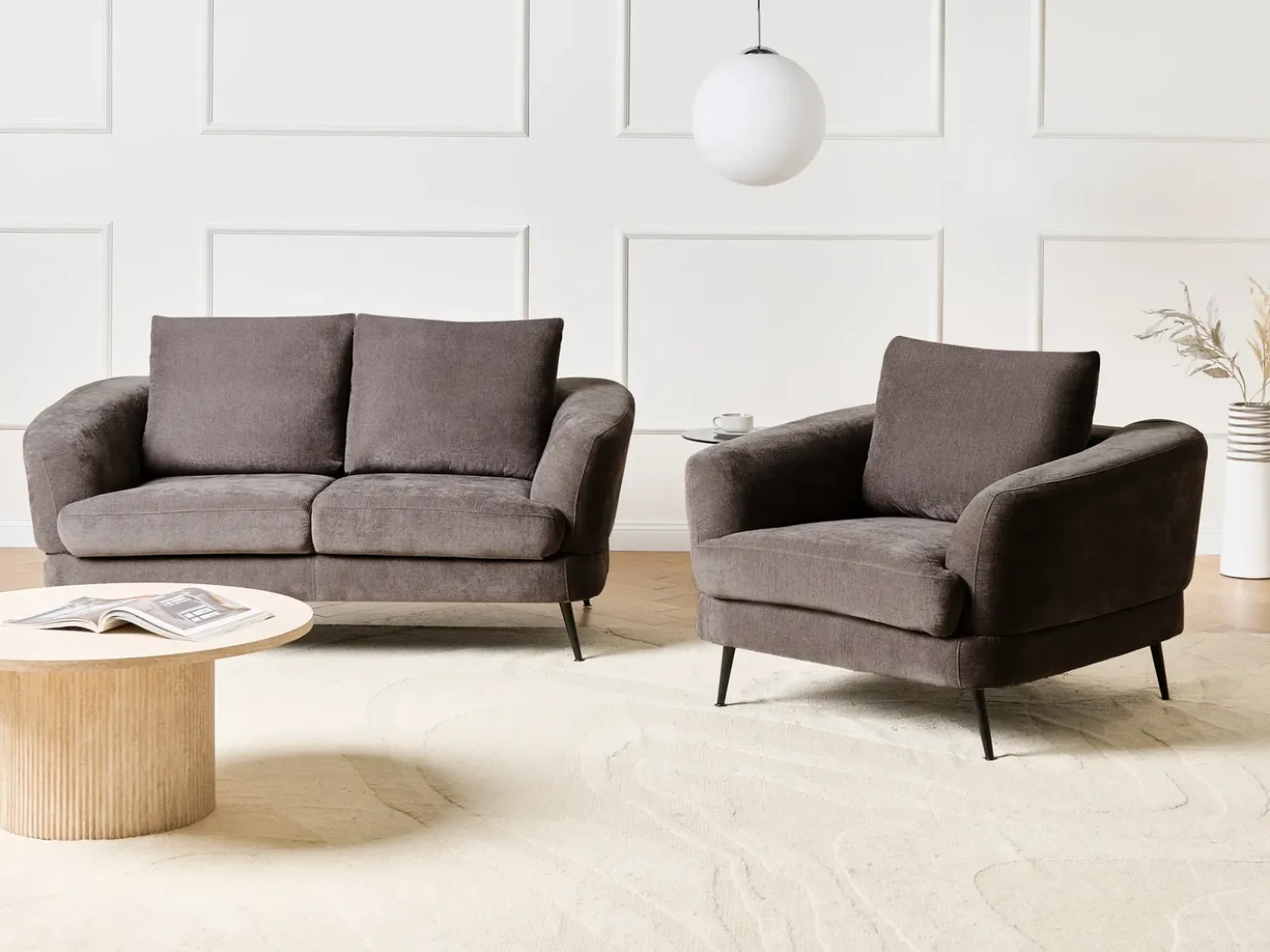 Set da salotto 3 posti KJAER Ciniglia Tortora