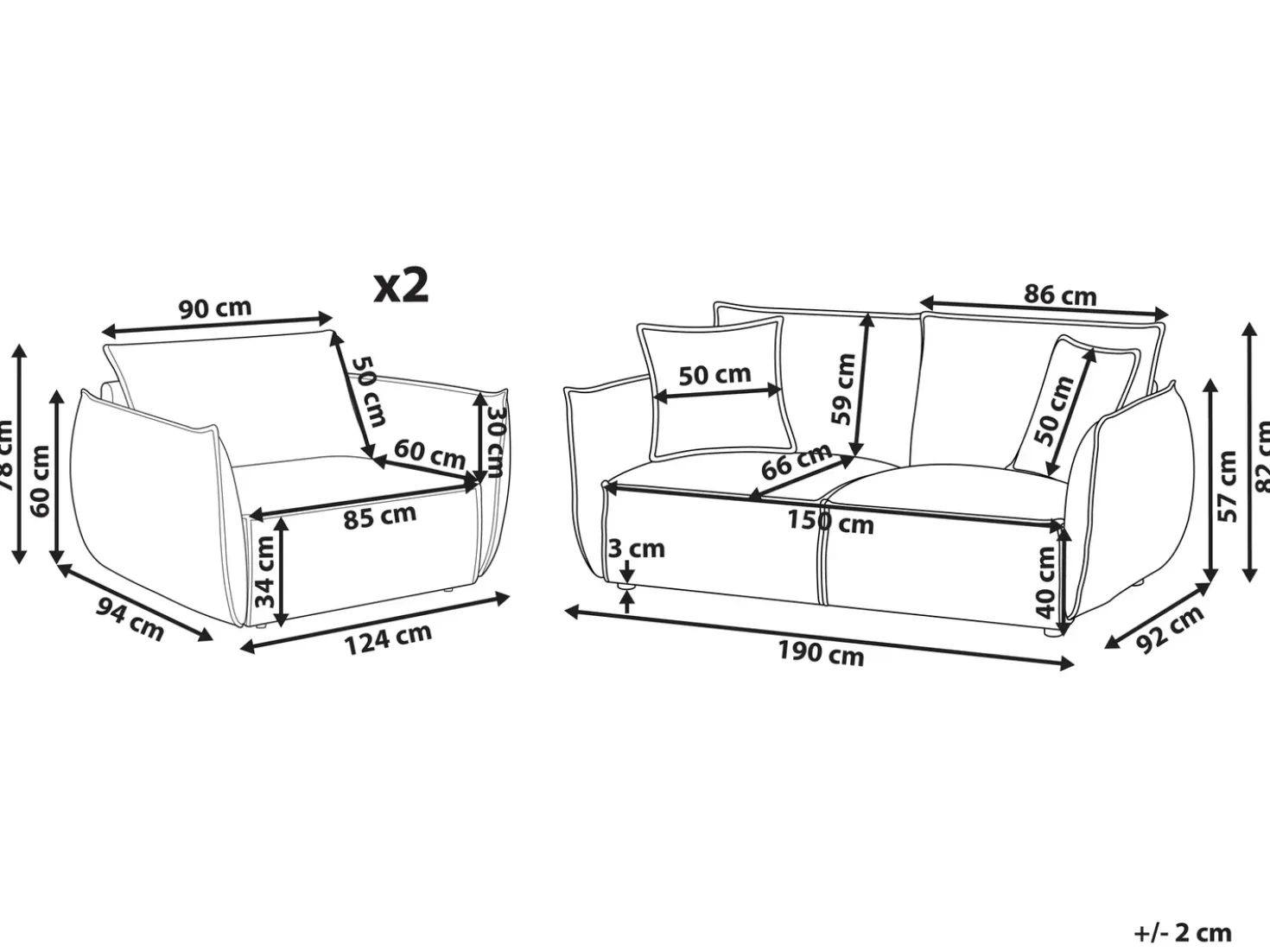 Set da salotto 5 posti KUNES Tessuto Beige chiaro