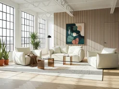 Set da salotto 5 posti KUNES Tessuto Beige chiaro