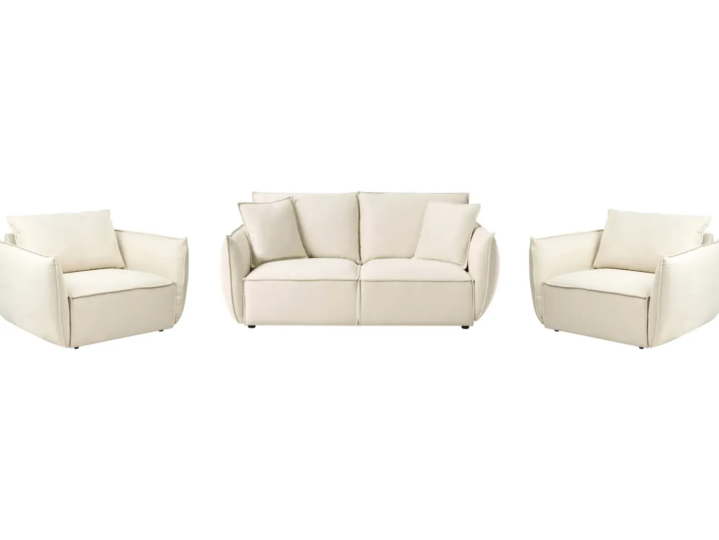 Set da salotto 5 posti KUNES Tessuto Beige chiaro