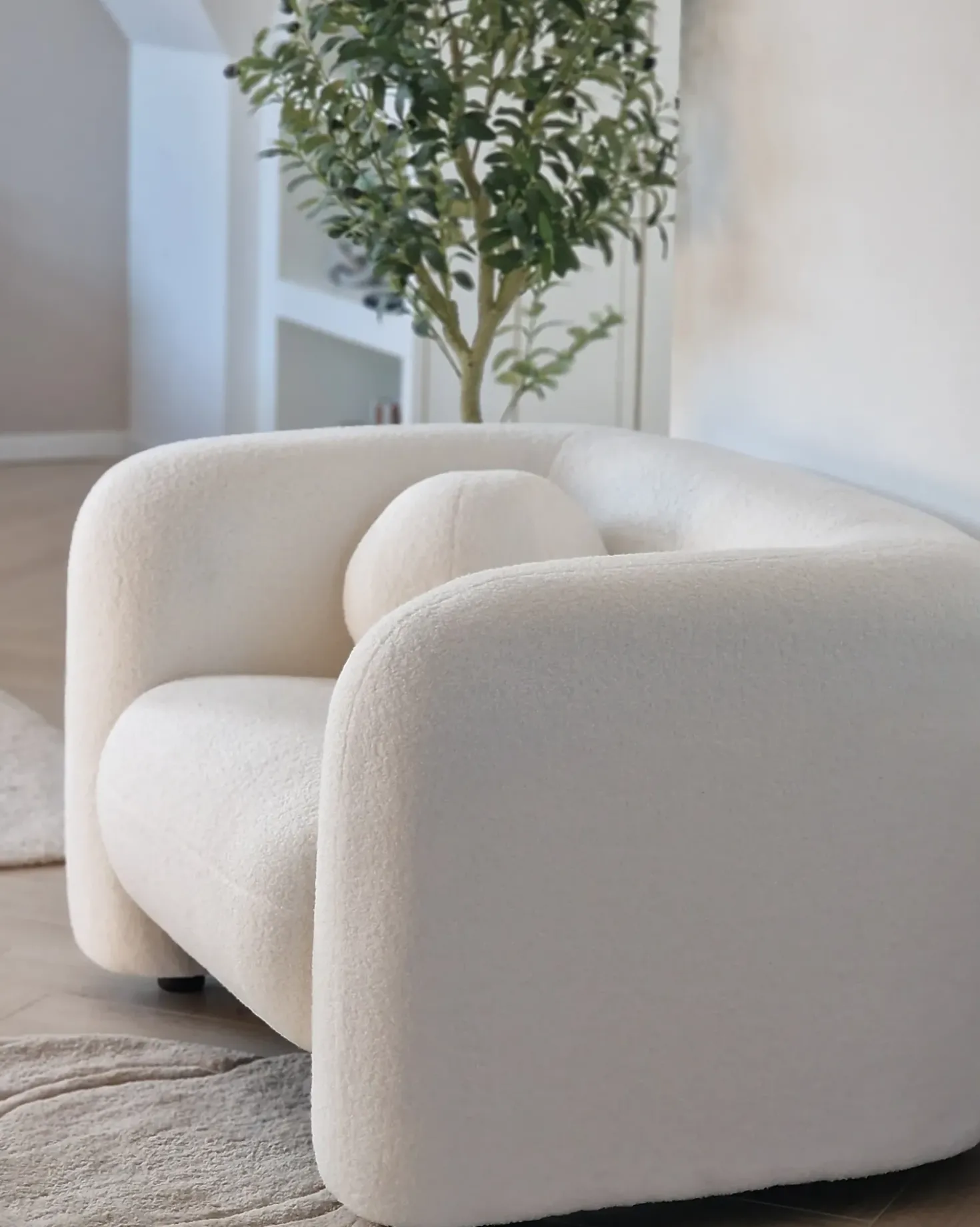 Set da salotto 5 posti LEIREN Bouclé Bianco