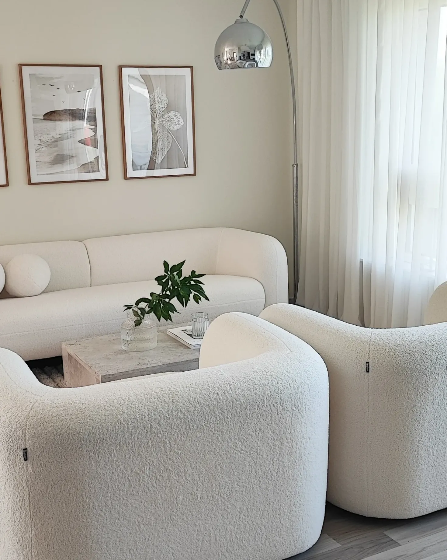 Set da salotto 5 posti LEIREN Bouclé Bianco