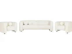 Set da salotto 5 posti LEIREN Bouclé Bianco