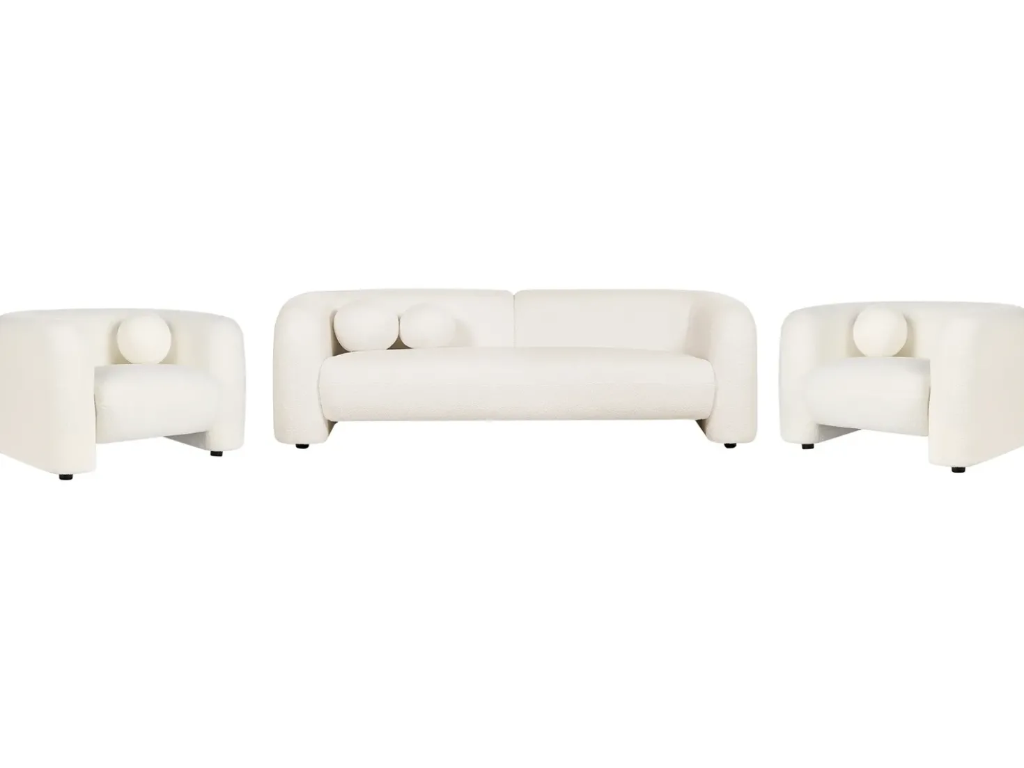 Set da salotto 5 posti LEIREN Bouclé Bianco