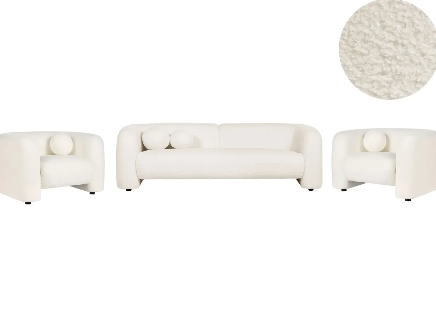 Set da salotto 5 posti LEIREN Bouclé Bianco