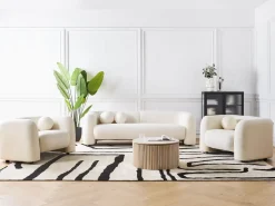 Set da salotto 5 posti LEIREN Bouclé Bianco
