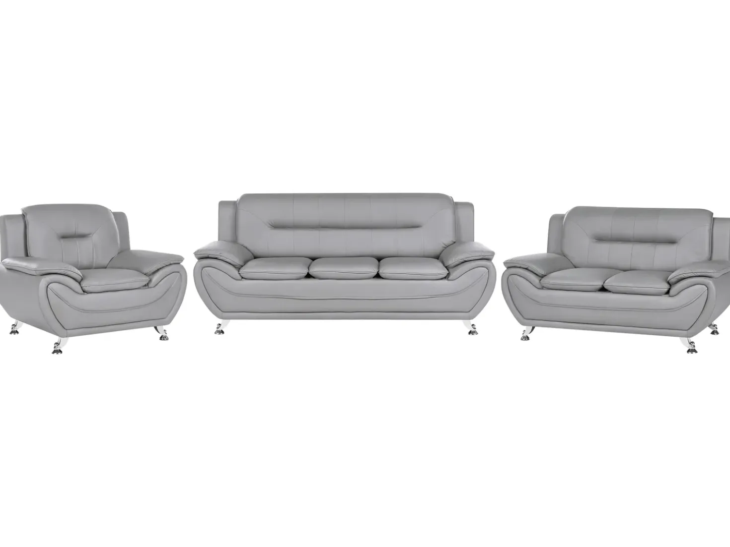 Set da salotto 6 posti LEIRA Pelle sintetica Grigio