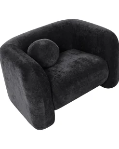 Set da salotto 4 posti LEIREN Ciniglia Nero