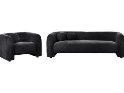 Set da salotto 4 posti LEIREN Ciniglia Nero