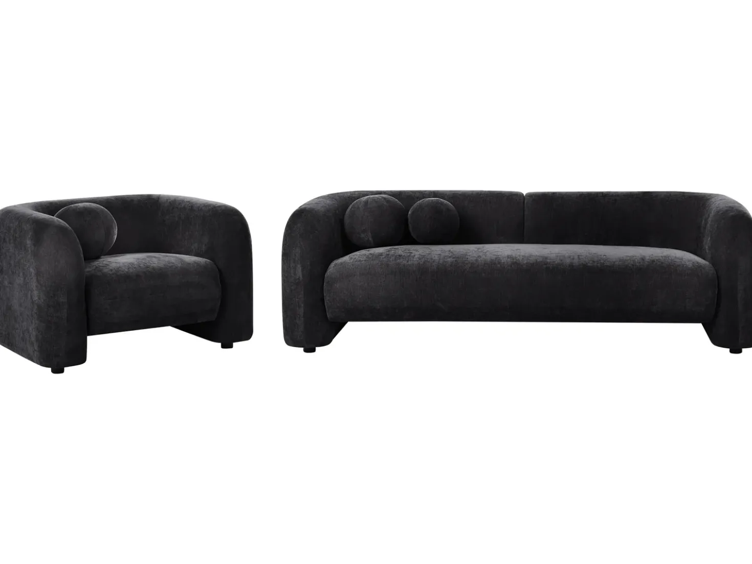 Set da salotto 4 posti LEIREN Ciniglia Nero