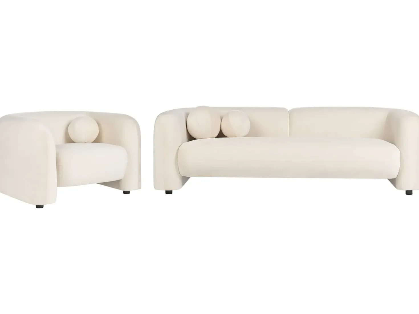 Set da salotto 4 posti LEIREN Velluto Bianco sporco