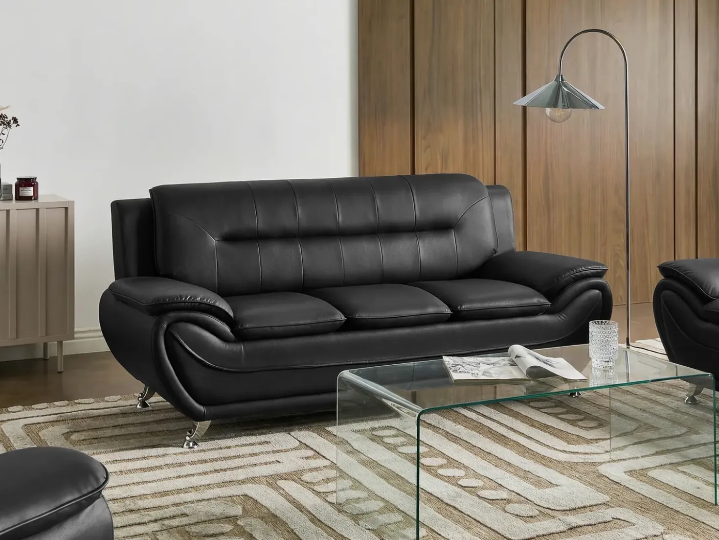 Set da salotto 6 posti LEIRA Pelle sintetica Nero