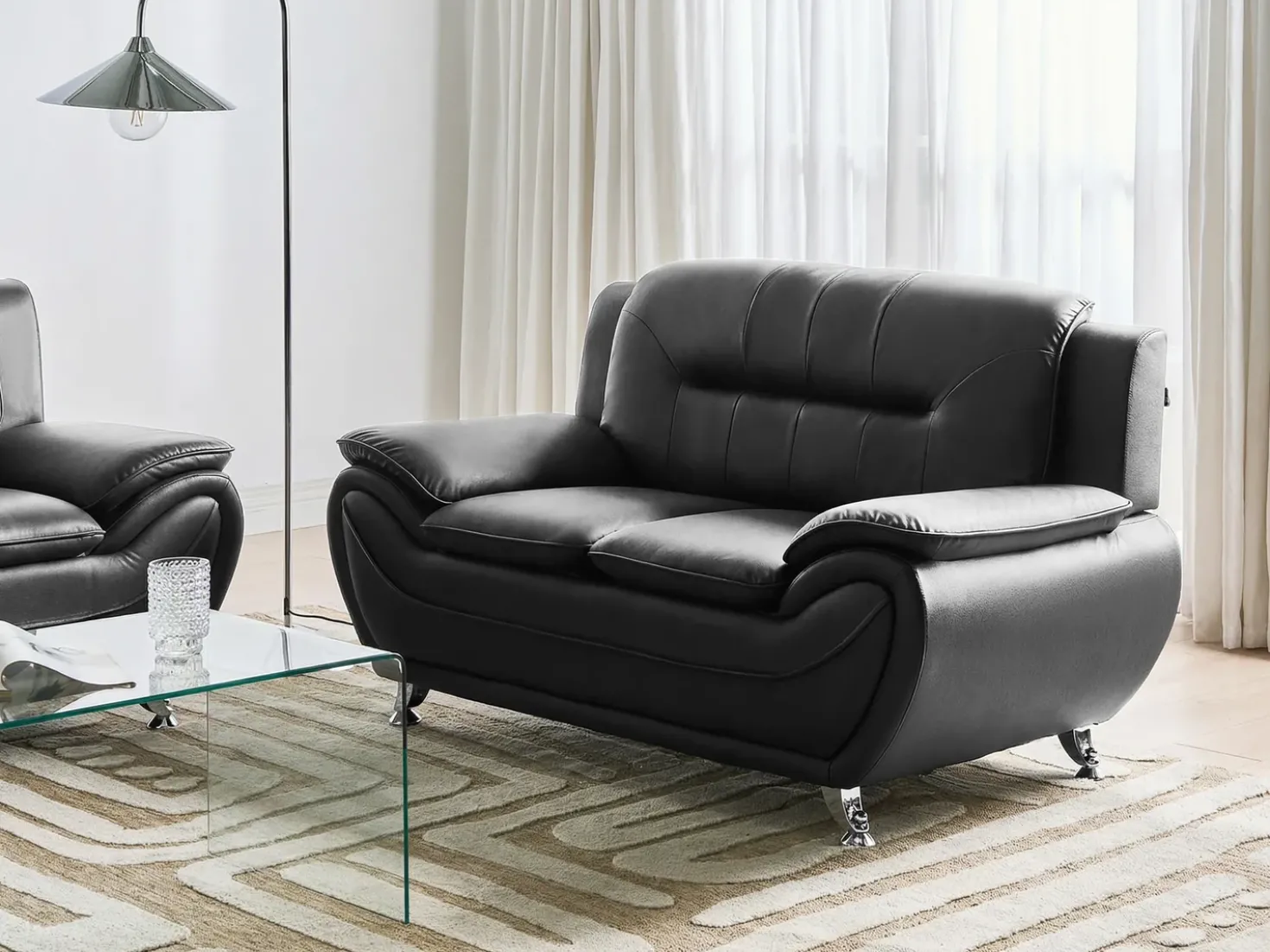 Set da salotto 6 posti LEIRA Pelle sintetica Nero