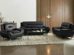 Set da salotto 6 posti LEIRA Pelle sintetica Nero