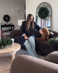 Set da salotto 4 posti LEIREN Velluto Marrone scuro